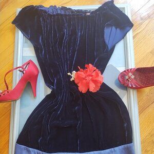 Roberta Freymann New York blue velvet and silk dress S/M